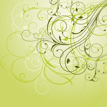 Decorative floral background in shades of green