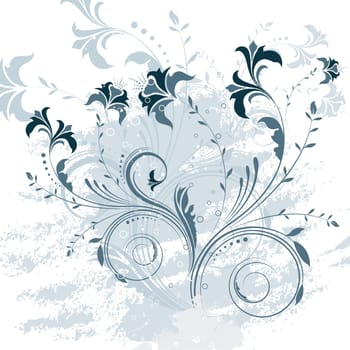 Decorative floral design with grunge background