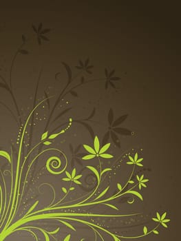 Decorative floral background using brown and green colours