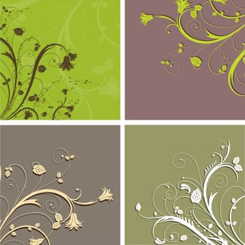 Decorative floral backgrounds in earthy tones