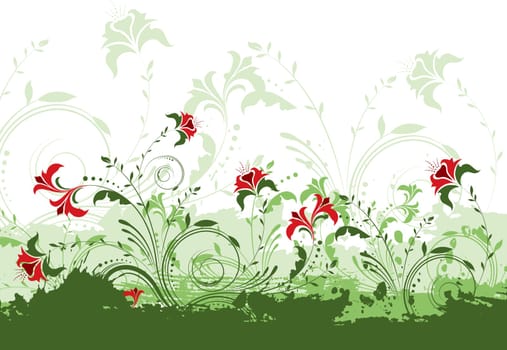 Decorative floral design on a grunge style background