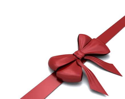 3D render of Red gift bow isolated on white