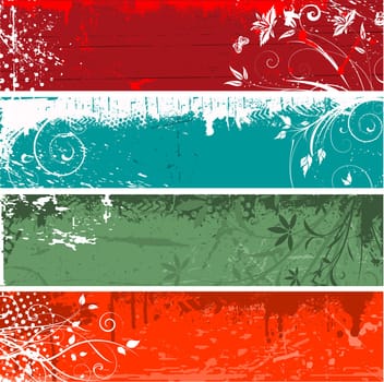 Floral grunge backgrounds in four different colours