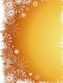 Golden background with snowflake border