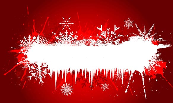 Grunge snowflake background with icicles
