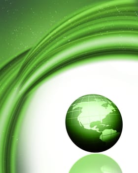 Abstract green background with 3D globe