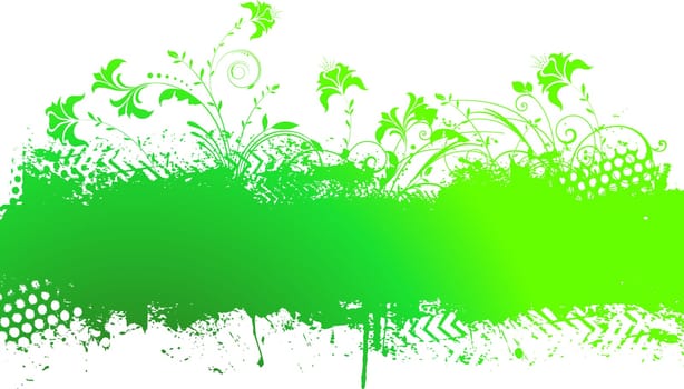 Decorative floral grunge design in shades of green