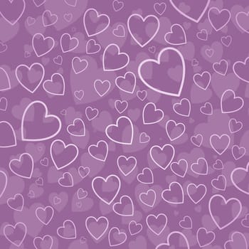 Background of hearts in shades of pink