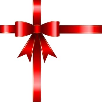 Red bow on white background