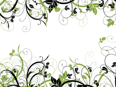 Chaotic abstract floral design on a white background