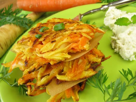 Carrot parsnip pancakes