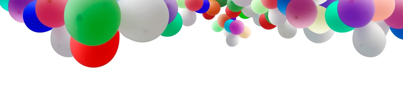 Many colorful balloons on the ceiling