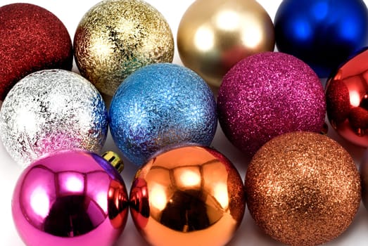 Christmas-tree  balls are photographed close up