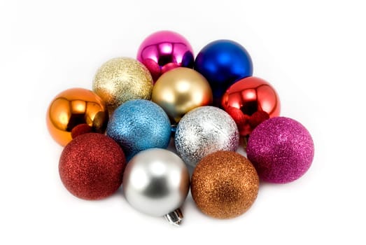 Christmas-tree balls are photographed close up