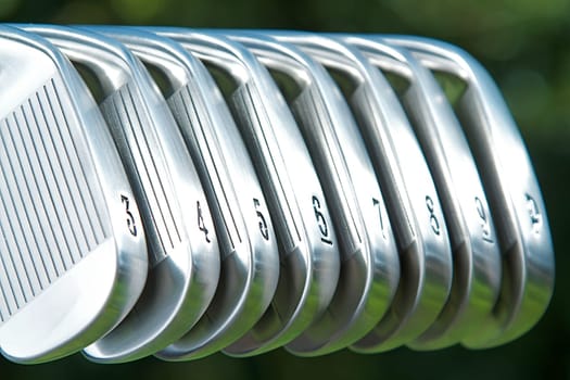A brand new set of golf club irons