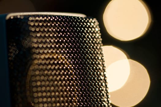On stage microphone of a popular artist with spot lights