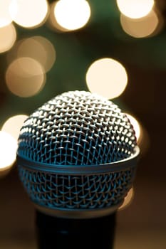 On stage microphone of a popular artist with spot lights