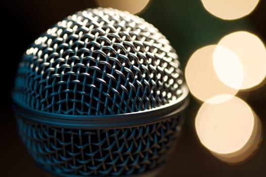 On stage microphone of a popular artist with spot lights