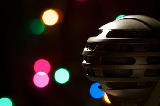 On stage microphone of a popular artist with spot lights