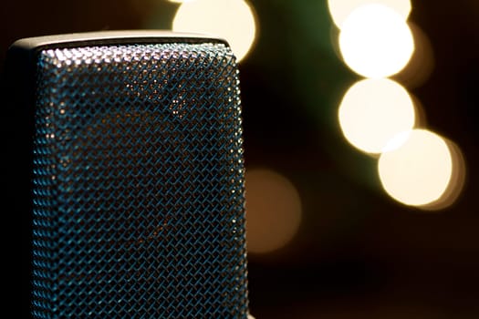 On stage microphone of a popular artist with spot lights