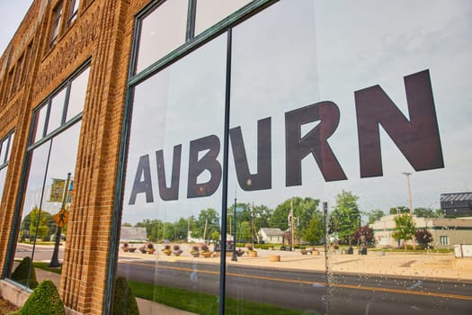Image of Auburn decal close up on ACD museum window