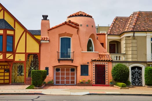 Image of Pink quirky home straight on in San Francisco by streets