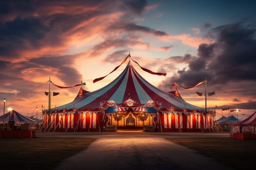 Circus tent against the sky. Circus poster, poster. World Circus Day.