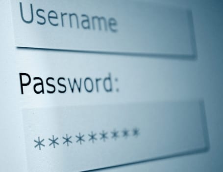 Login - Username and Password in Internet Browser on Computer Screen