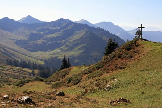 Beautiful mountain landscape in October at the Furkajoch