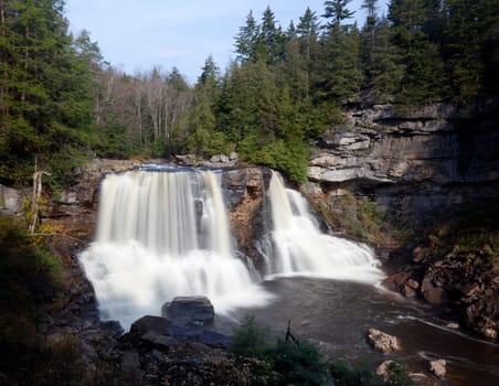 Blackwater falls in West Virginia in Fall taken with a slow shutter speed