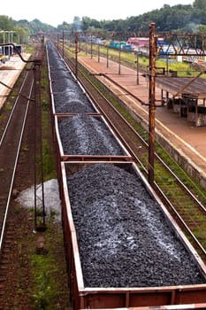 Coal train passing through the station