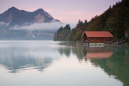 Morning fog at Walchensee