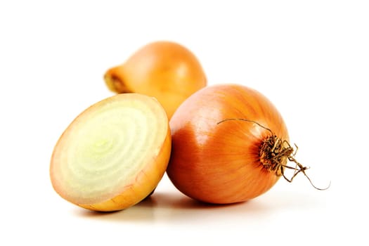 Onion with tile half isolated against white background