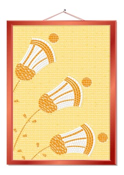 A floral mosaic framed, abstract art