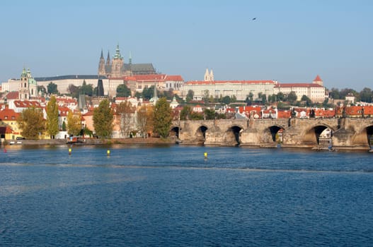Prague Castle, Charles Bridge and Vltava River, Czech Republic