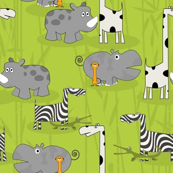 Cartoon animals tile pattern, seamless background design