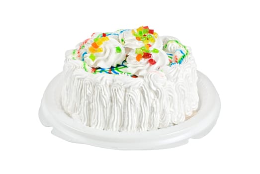 fruit jelly cake closeup isolated on a white