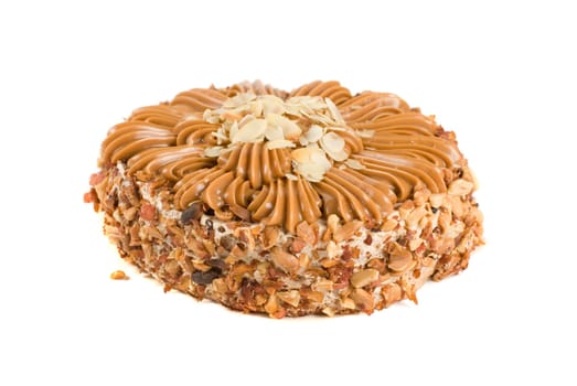 nuts cake closeup isolated on a white