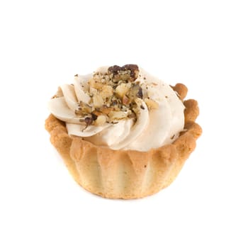 fresh nuts cupcake isolated on white and cherry