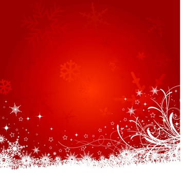 Decorative Christmas background with snowflakes and stars