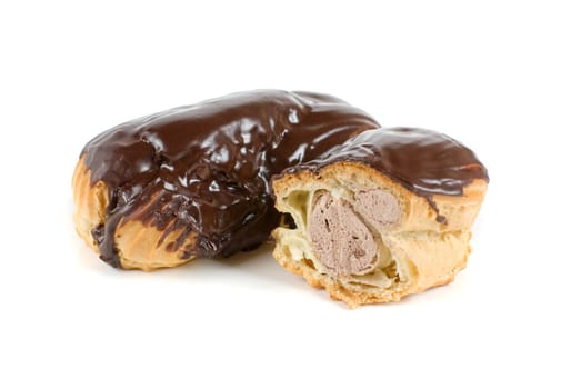 Chocolate Cream eclairs isolated on a white background