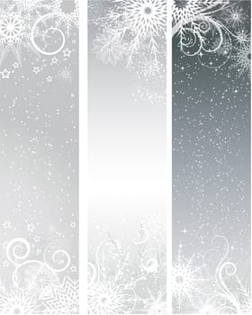 Winter themed banners with snowflakes and stars