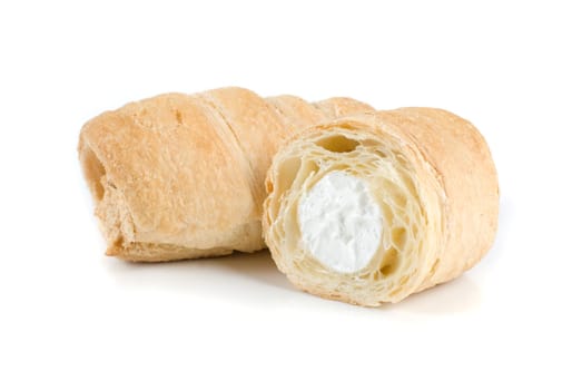 Cream eclairs isolated on a white background