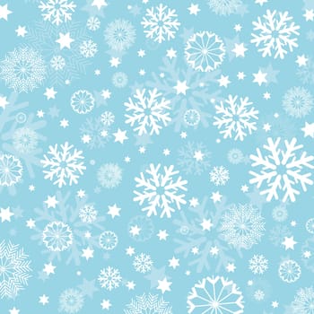 Christmas background of snowflakes and stars