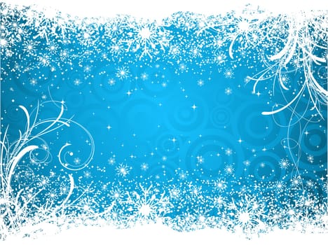 Background of snowflakes and stars