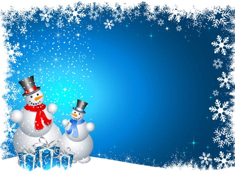 Snowmen with Christmas gifts