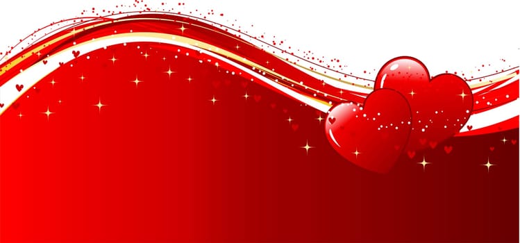 Decorative Valentines background with two hearts