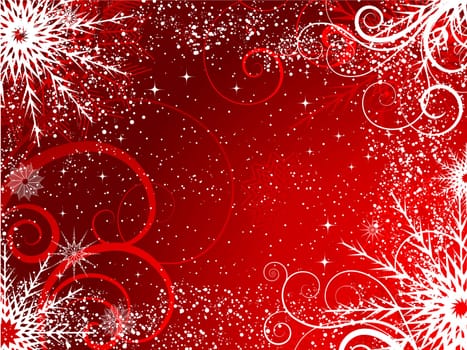 Decorative winter background with snowflakes and stars