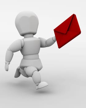 3d render of a man with valentines card