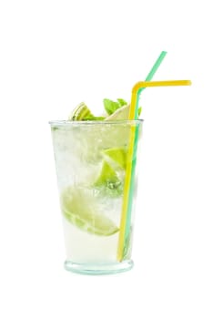 classic mojito alcohol fresh cocktail isolated on a white